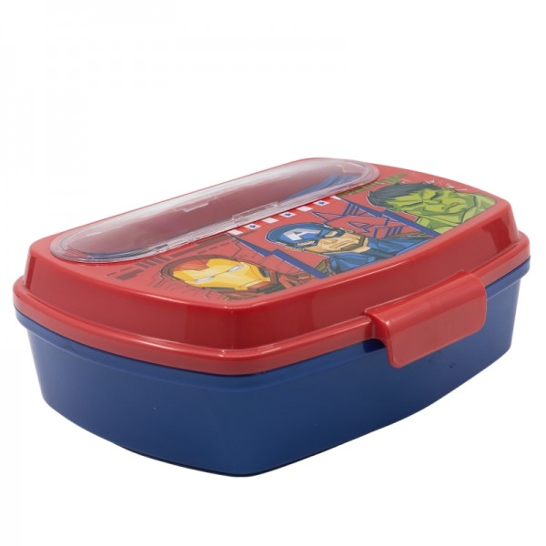 SANDWICHERA RECTANGULAR CON CUBIERTOS AVENGERS COMIC HEROES