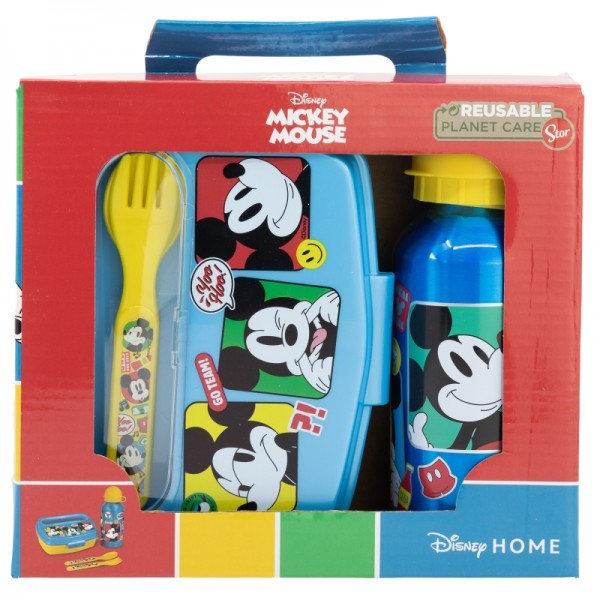 SET URBAN VUELTA AL COLE 4 PCS (BOTELLA ALUMINIO 400 ML Y SANDWICHERA CON CUBIERTOS) MICKEY MOUSE FUN-TASTIC