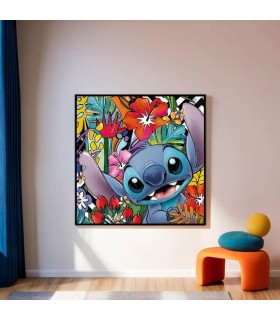 Cuadro decorativo en lienzo. con pintura mixta al óleo Stitch 100 x 100 cm