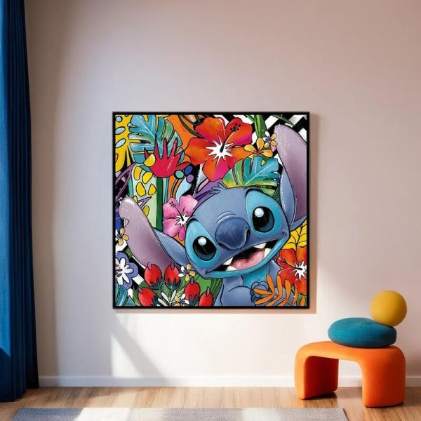Cuadro decorativo en lienzo. con pintura mixta al óleo Stitch 100 x 100 cm