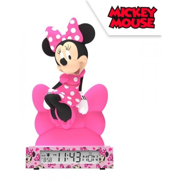 LAMPARA 3D CON DESPERTADOR Y FECHA MINNIE