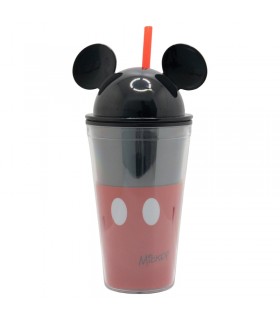 VASO CON PAJA TAPA 3D 535 ML MICKEY MOUSE