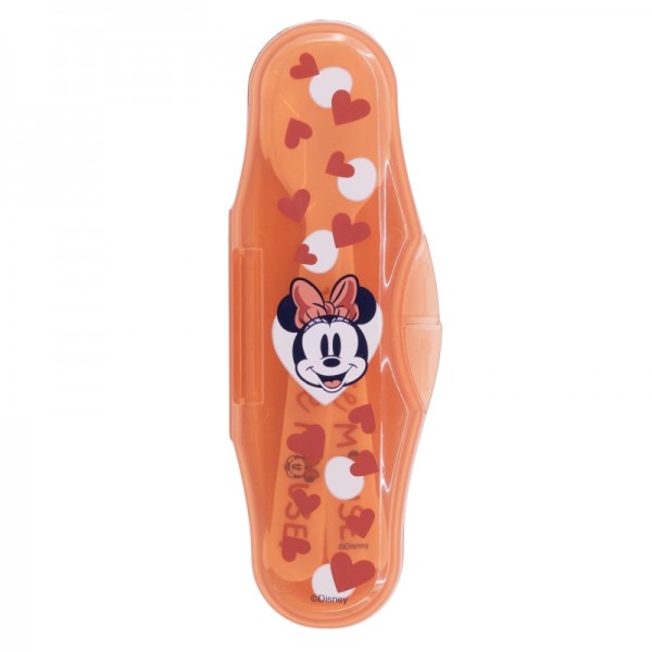 JUEGO DE VIAJE DE 2 CUCHARAS DE PP PARA NIÑOS PEQUEÑOS CON CORAZÓN DE MINNIE MOUSE