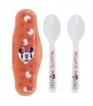 JUEGO DE VIAJE DE 2 CUCHARAS DE PP PARA NIÑOS PEQUEÑOS CON CORAZÓN DE MINNIE MOUSE