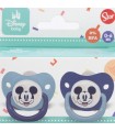 SET 2 CHUPETES ORTODONCIA BEBÉ SILICONA 0-6 M CON FUNDA MICKEY MOUSE LLENO DE SONRISAS