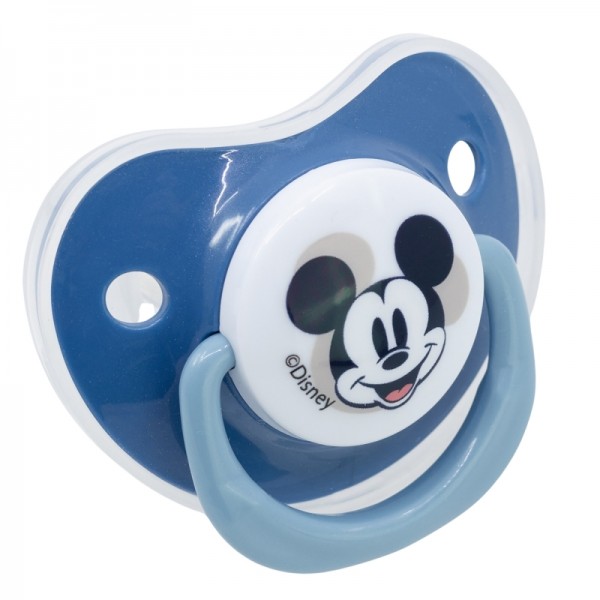 SET 2 CHUPETES ORTODONCIA BEBÉ SILICONA 0-6 M CON FUNDA MICKEY MOUSE LLENO DE SONRISAS
