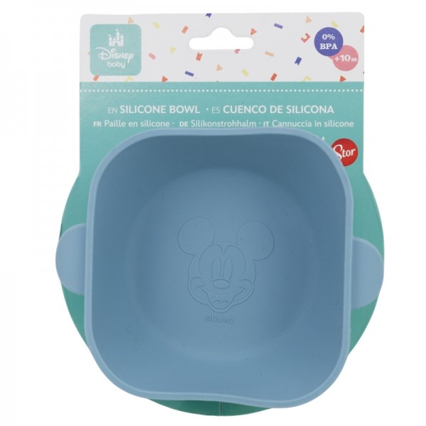 SISTEMA DE SUCCIÓN DE CUENCO DE SILICONA CUADRADO PARA NIÑOS MICKEY MOUSE
