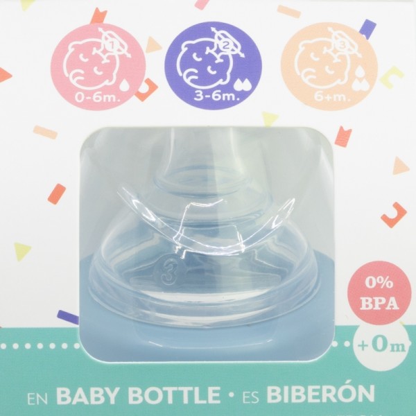 BIBERÓN PARA BEBÉ DE 5 OZ CON CUELLO ANCHO Y TETIN DE SILICONA, 3 POSICIONES, MICKEY MOUSE, LLENO DE SONRISAS