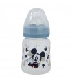 BIBERÓN PARA BEBÉ DE 5 OZ CON CUELLO ANCHO Y TETIN DE SILICONA, 3 POSICIONES, MICKEY MOUSE, LLENO DE SONRISAS