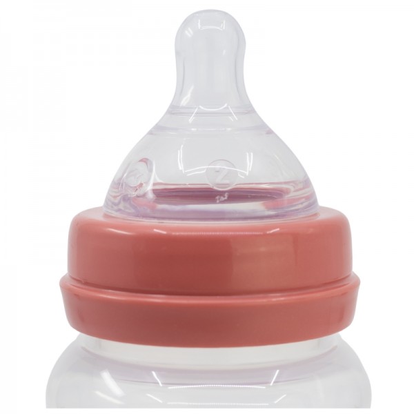 BIBERÓN PARA BEBÉ DE 12 OZ CON CUELLO ANCHO Y TETIN DE SILICONA, 3 POSICIONES, CORAZÓN DE MINNIE MOUSE, LLENO