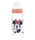 BIBERÓN PARA BEBÉ DE 12 OZ CON CUELLO ANCHO Y TETIN DE SILICONA, 3 POSICIONES, CORAZÓN DE MINNIE MOUSE, LLENO