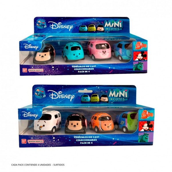 PACK DE 4 MINI CUTES CARS DISNEY