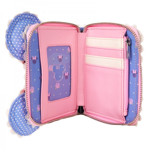 Cartera con cierre de cremallera orejas de Minnie Mouse y estampado de flores