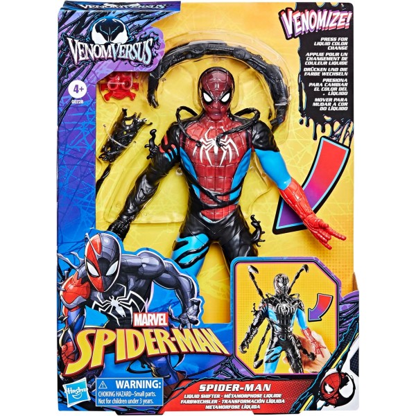 Marvel Spider-Man, VenomVersus Spider-Man Transformación líquida, Figura de acción con Accesorios