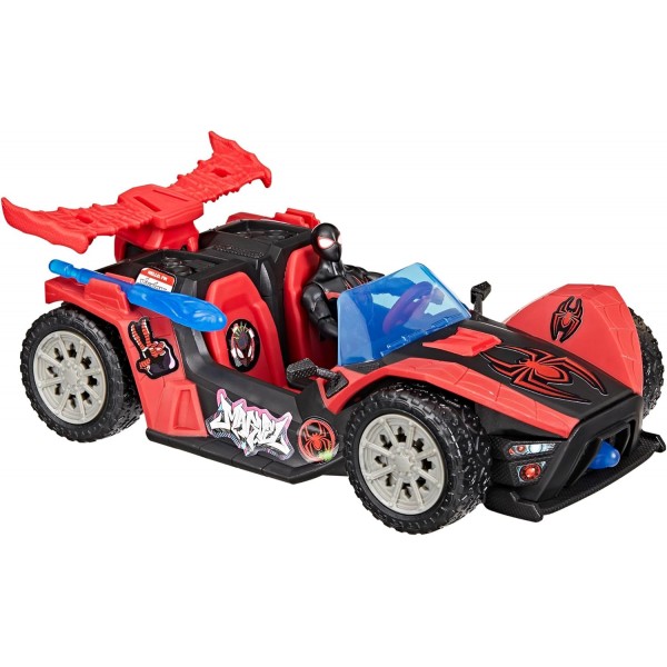 Marvel Spider-Man VenomVersus, Epic World of Action, Bólido Lanzador de Miles Morales, Figura y Coche, Juguetes de superhéroes