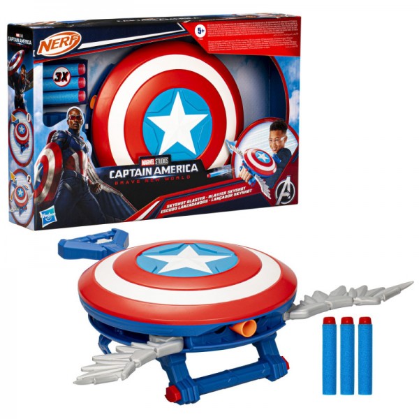 Marvel Capitán América Escudo Lanza dardos Nerf