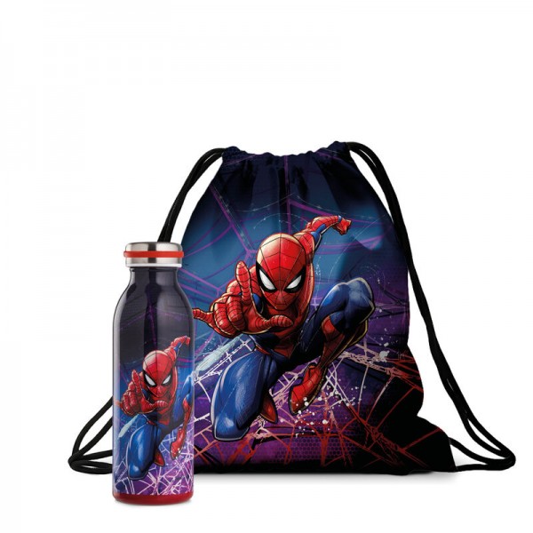 Set botella térmica +bolsa ajustable Spider-Man