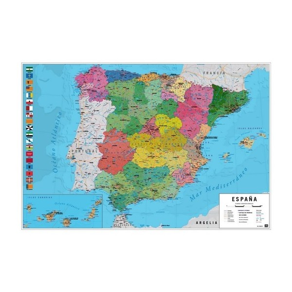 Poster Mapa España Fisico Politico