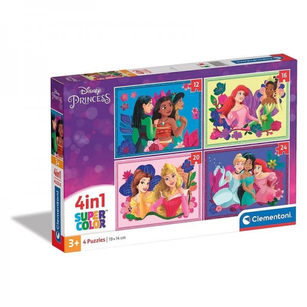 Puzzle infantil progresivo 4 en 1 imágenes de las princesas disne