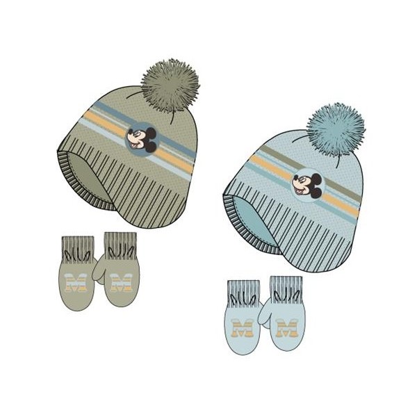 Set Bebé Gorro+Guantes Mickey