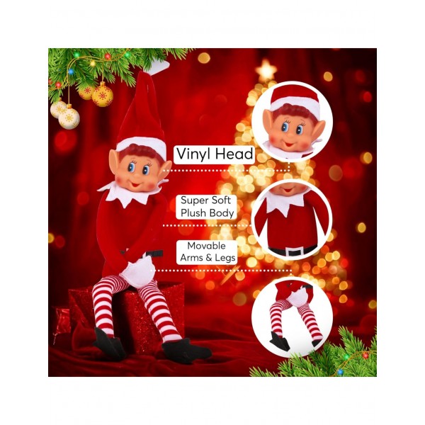 Elves Behavin´ Badly- Elf Papá Noel Elfo de Vinilo Suave de Pierna Larga con Sombrero y Etiqueta
