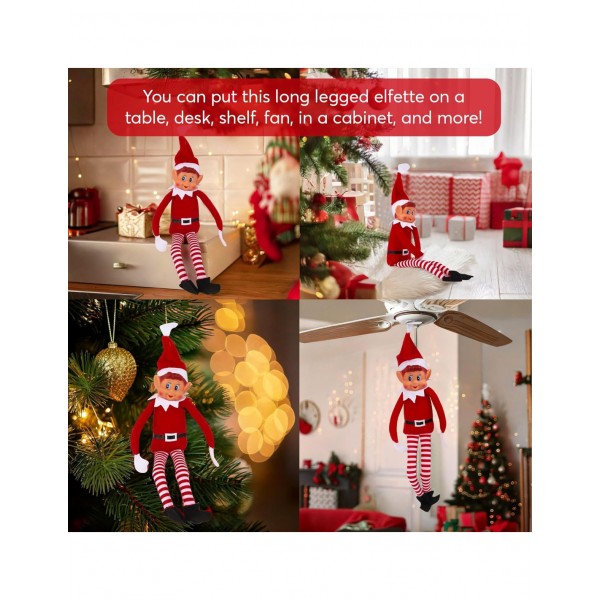 Elves Behavin´ Badly- Elf Papá Noel Elfo de Vinilo Suave de Pierna Larga con Sombrero y Etiqueta