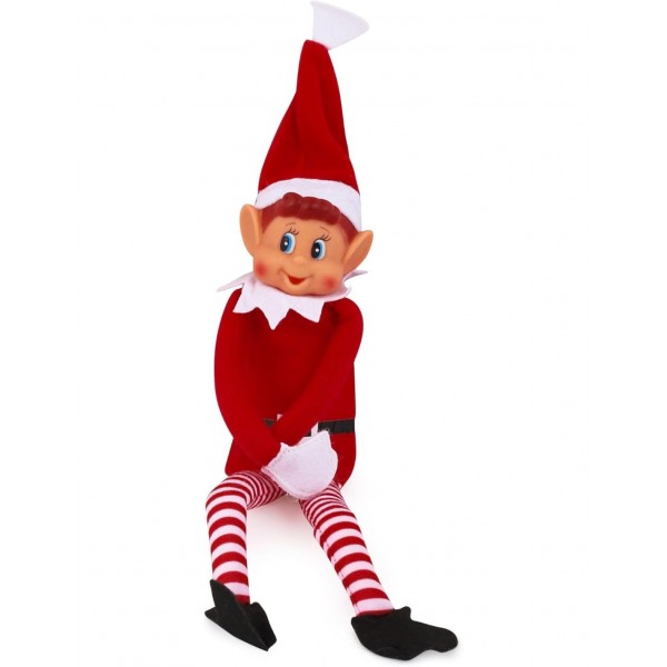 Elves Behavin´ Badly- Elf Papá Noel Elfo de Vinilo Suave de Pierna Larga con Sombrero y Etiqueta