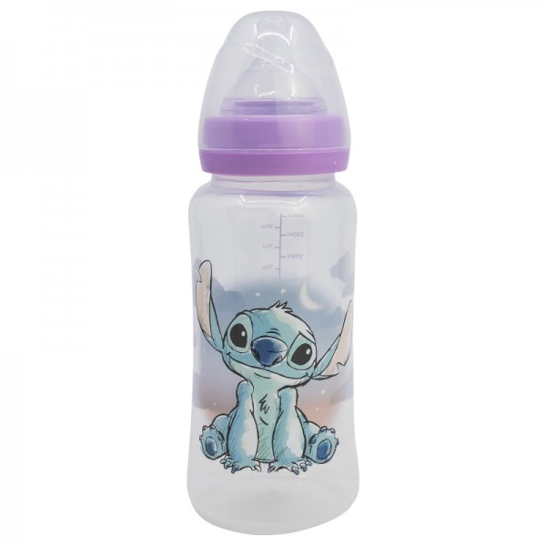 Biberón con tetina redonda de silicona 3 posiciones con asas de 360 ml de Stitch