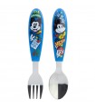 Set de 2 cubiertos infantiles de acero inoxidable compuesto de tenedor y cuchara de Mickey