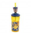 Vaso infantil reutilizable con pajita y tapa con figurita 3D y capacidad de 360 ml de La Patrulla Canina Boy