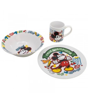 Set vajilla infantil de plato, cuenco y taza de cerámica en caja de regalo de Mickey