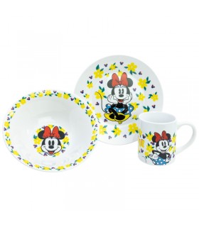 Set vajilla infantil de plato, cuenco y taza de cerámica en caja de regalo de Minnie