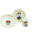 Set vajilla infantil de plato, cuenco y taza de cerámica en caja de regalo de Minnie