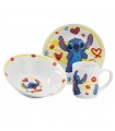 Set vajilla infantil de plato, cuenco y taza de cerámica en caja de regalo de Stitch