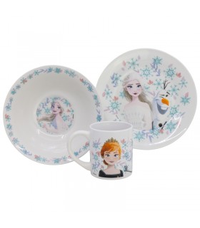 Set vajilla infantil de plato, cuenco y taza de cerámica en caja de regalo de Frozen