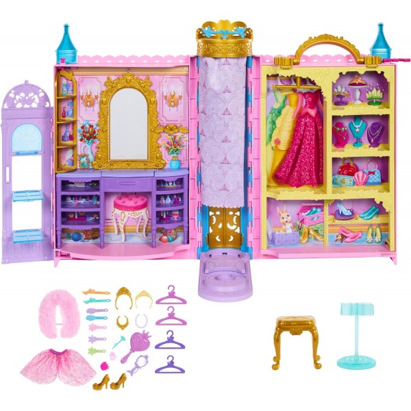 Disney Princess Set de juego de armario portátil con forma de castillo