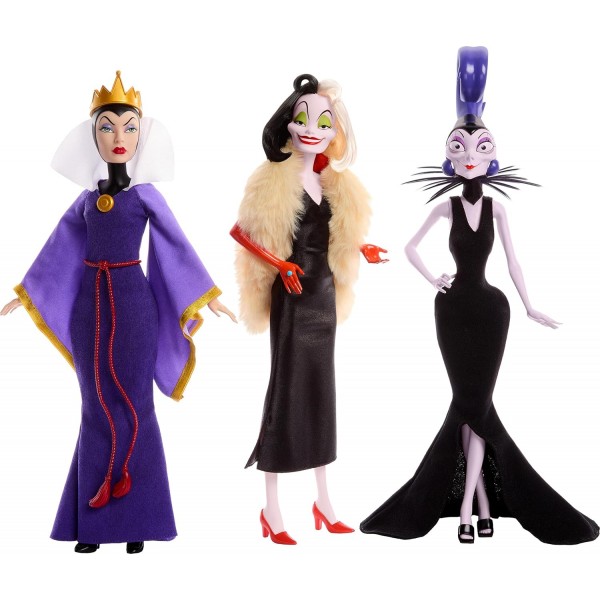 Pack con las 3 villanas más famosas de las películas clásicas, Malefica, Cruela de Vil, Yzma.