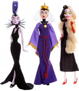 Pack con las 3 villanas más famosas de las películas clásicas, Malefica, Cruela de Vil, Yzma.