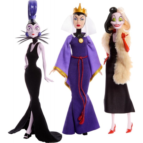 Pack con las 3 villanas más famosas de las películas clásicas, Malefica, Cruela de Vil, Yzma.