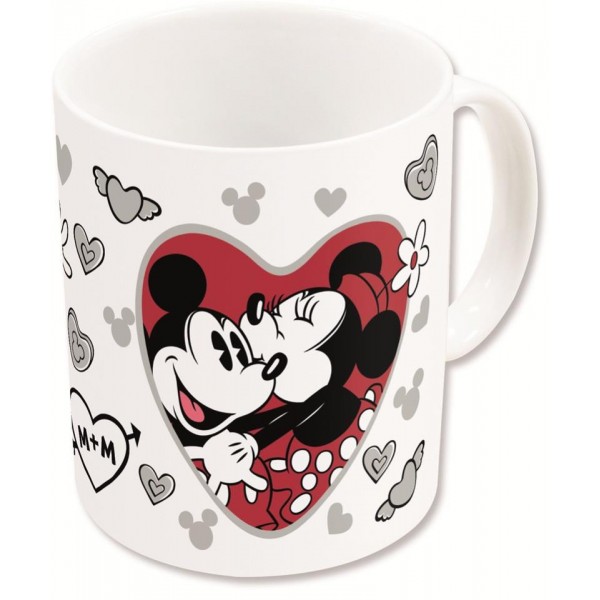 TAZA CERAMICA SUBLI 325ML MICKEY&MINNIE HEART