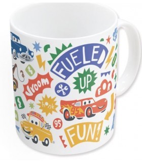 TAZA CERÁMICA SB 325 ML EN CAJA CARS STICKERS