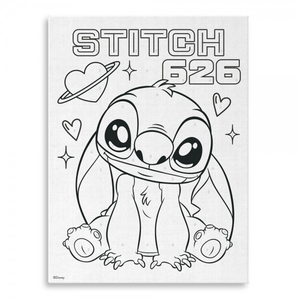 Pinta con números en lienzo + acuarelas Stitch Disney