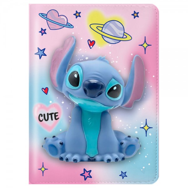 Cuaderno Squishy + bolígrafo pompom Stitch Disney