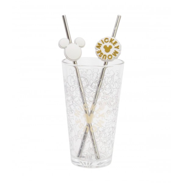 SET VASO CON DOS PAJITAS 480 ML MICKEY MOUSE SIGNATURE