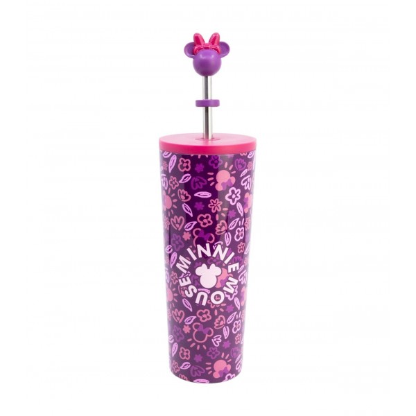VASO TERMO ACERO INOXIDABLE CON CAÑA 3D 770 ML MINNIE MOUSE CHERRYLICIOUS