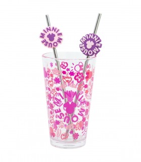 SET VASO CON DOS PAJITAS 480 ML MINNIE MOUSE CHERRYLICIOUS