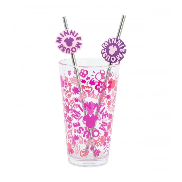 SET VASO CON DOS PAJITAS 480 ML MINNIE MOUSE CHERRYLICIOUS