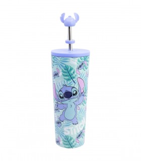 VASO TERMO ACERO INOXIDABLE CON CAÑA 3D 770 ML STITCH ALOHA