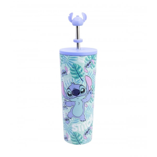 VASO TERMO ACERO INOXIDABLE CON CAÑA 3D 770 ML STITCH ALOHA