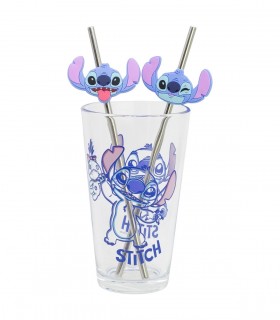 SET VASO CON DOS PAJITAS 480 ML STITCH ALOHA